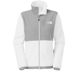 The North Face women’s  Gray and white fleece jacket